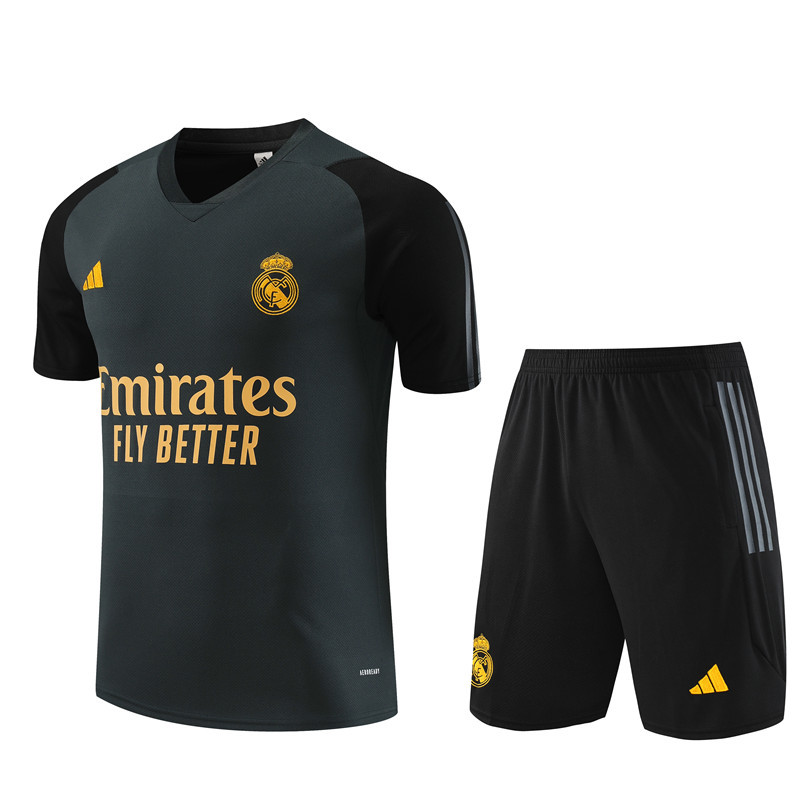 2023-24-Short-sleeved training jersey Real Madrid dark gray