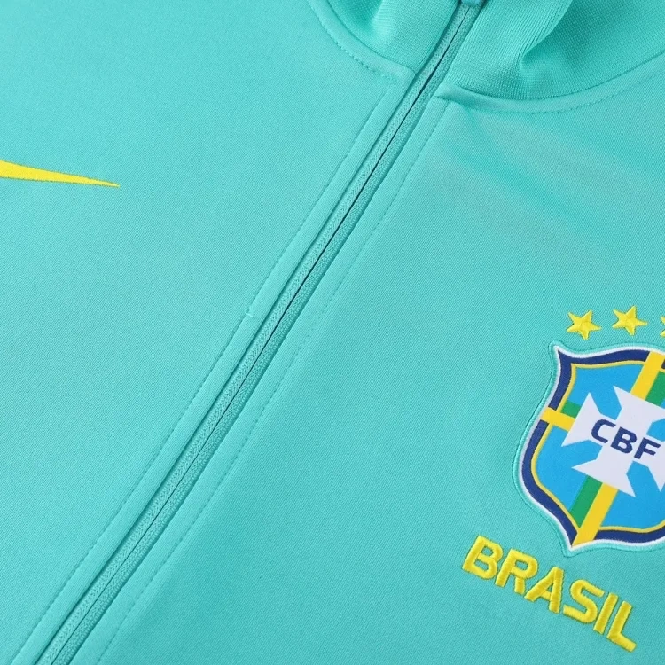 2023-2024 Brazilian long zipper jacket blue football jersey set