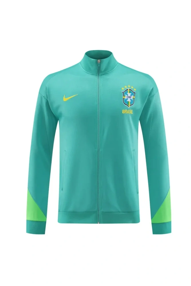 2023-2024 Brazilian long zipper jacket blue football jersey set