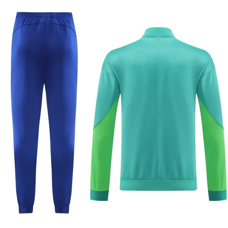 2023-2024 Brazilian long zipper jacket blue football jersey set