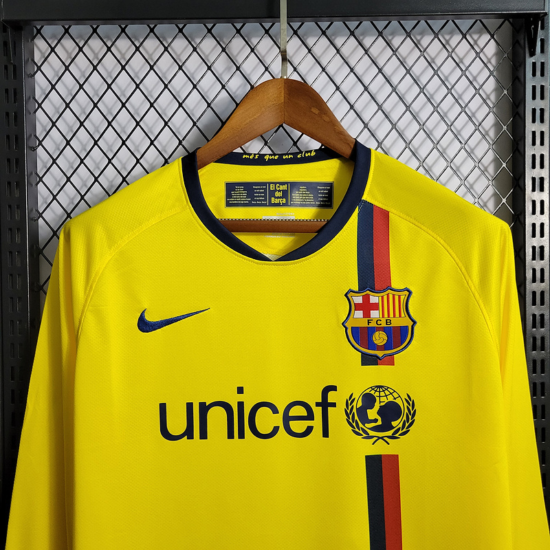 Retro 2008-09 Barcelona Away Long Sleeve MESSI PIQUE ETO'O XAVI A.INISTA ETO'O HENRY  Football jersey retro