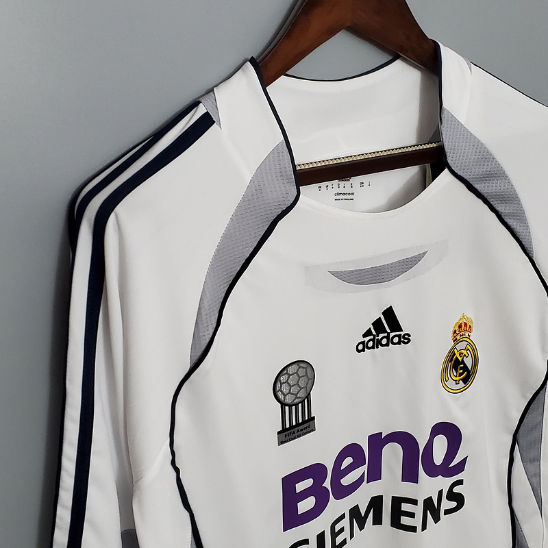 Retro Real Madrid Long sleeve 2006-07 home   Football jersey retro