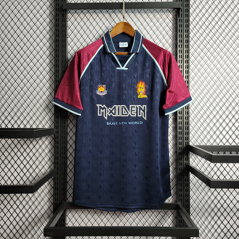 Retro 1999 West Ham Iron Maiden home joint board   Football jersey retro