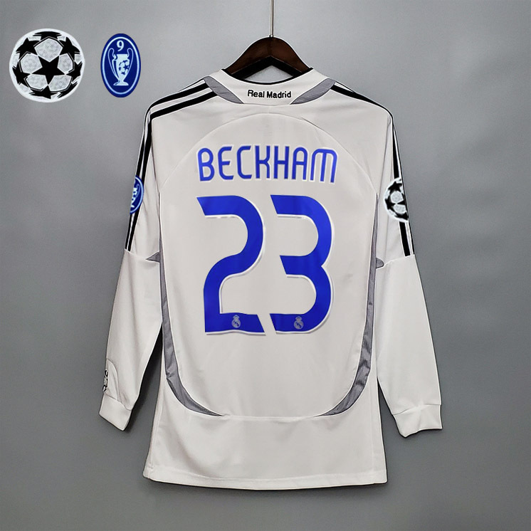 Retro Real Madrid Long sleeve 2006-07 home   Football jersey retro
