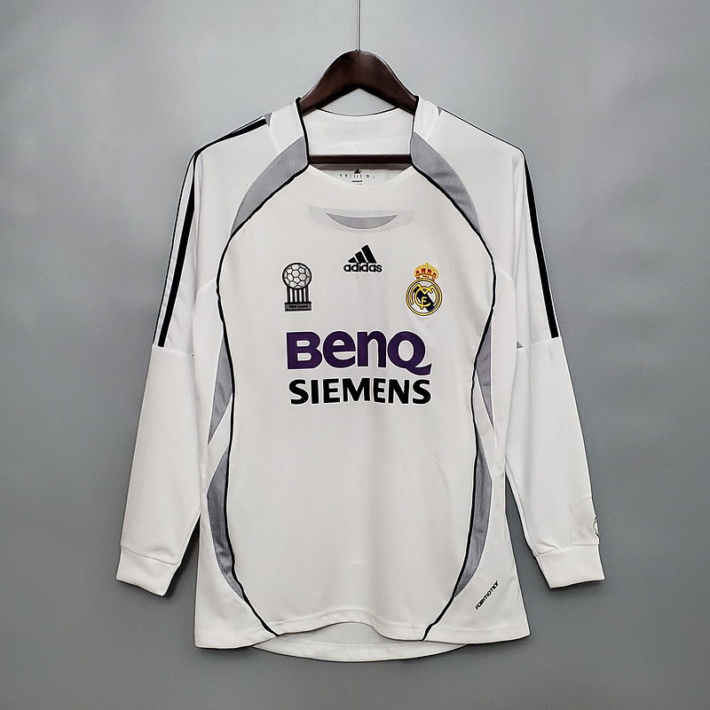 Retro Real Madrid Long sleeve 2006-07 home   Football jersey retro