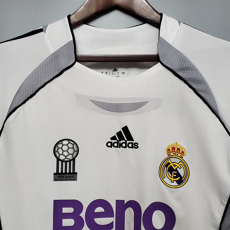 Retro Real Madrid Long sleeve 2006-07 home   Football jersey retro