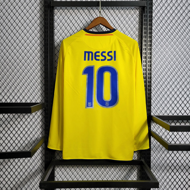 Retro 2008-09 Barcelona Away Long Sleeve MESSI PIQUE ETO'O XAVI A.INISTA ETO'O HENRY  Football jersey retro