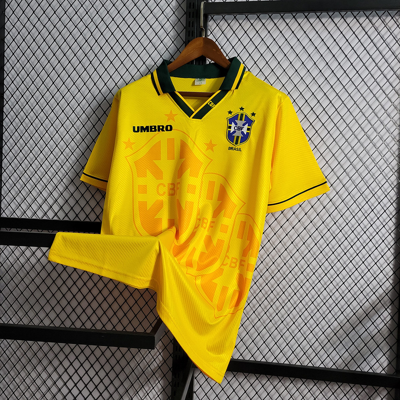 Retro Embroidered Edition 1993-94 Brazil Home Retro  Football jersey retro