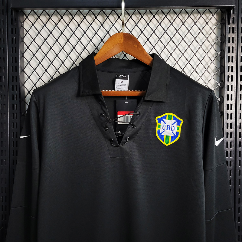 Retro 2004 Brazil Special Edition Black Long Sleeve   Football jersey retro