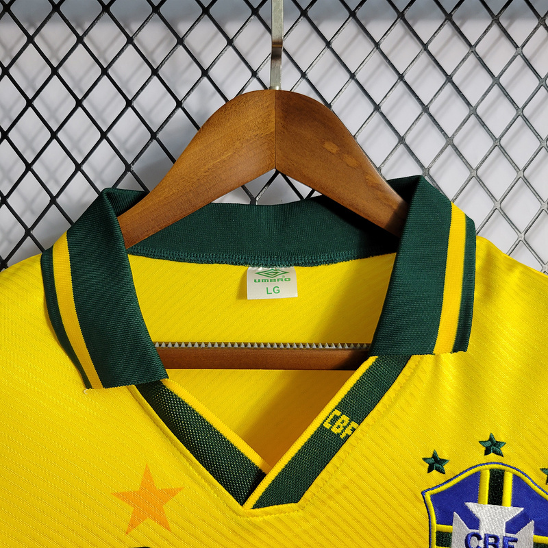 Retro Embroidered Edition 1993-94 Brazil Home Retro  Football jersey retro
