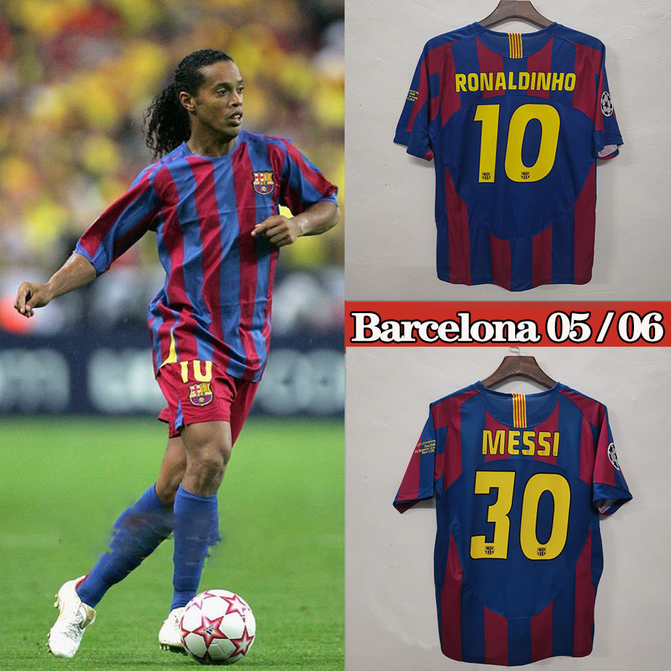 Retro 2005-06 FC Barcelona home XAVI MESSI RONALDINHO Football jersey retro