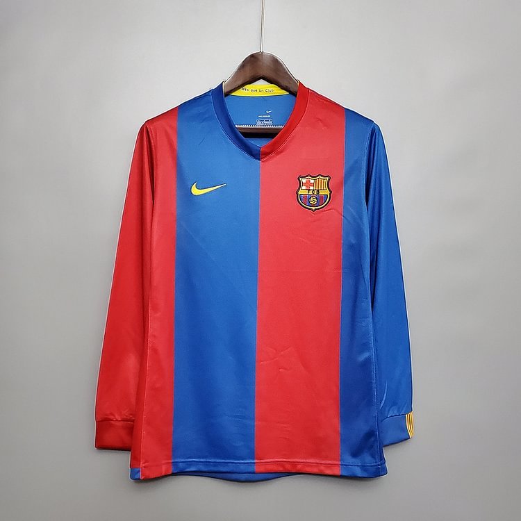Retro FC Barcelona 2006-07 Long sleeve home XAVI MESSI RONALDINHO DECO ETO'O Football jersey retro