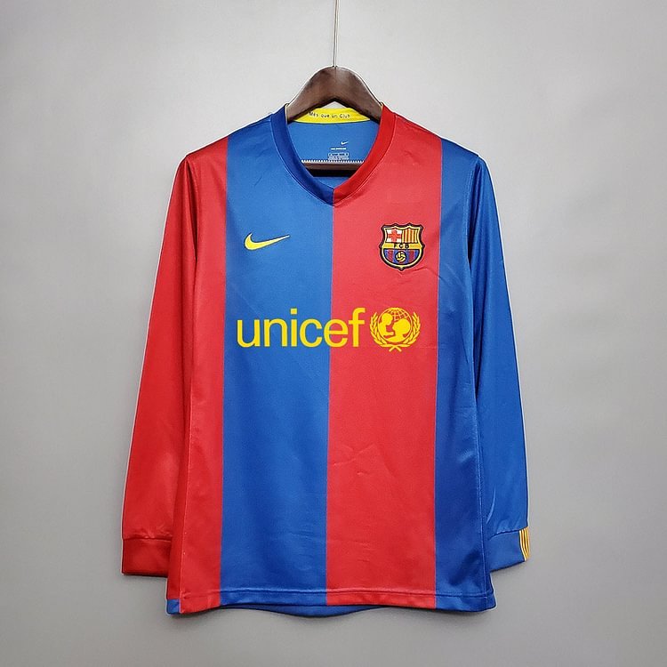 Retro FC Barcelona 2006-07 Long sleeve home XAVI MESSI RONALDINHO DECO ETO'O Football jersey retro