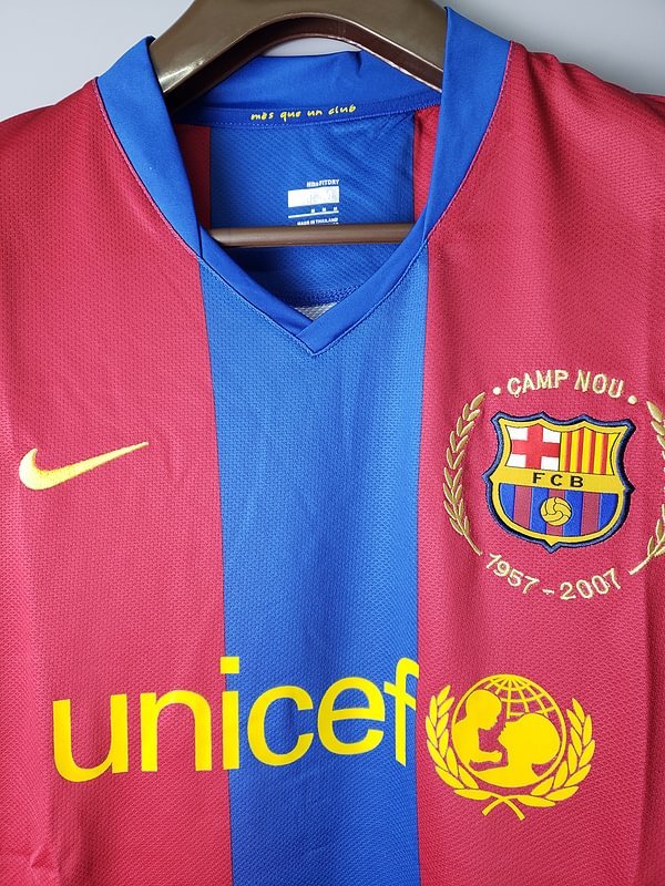Retro 2007-08 Barcelona long sleeves home MESSI RONALDINHO ETO'O XAVI A.INISTA HENRY Football jersey retro