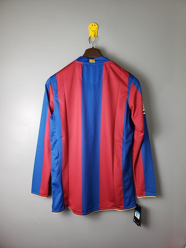 Retro 2007-08 Barcelona long sleeves home MESSI RONALDINHO ETO'O XAVI A.INISTA HENRY Football jersey retro