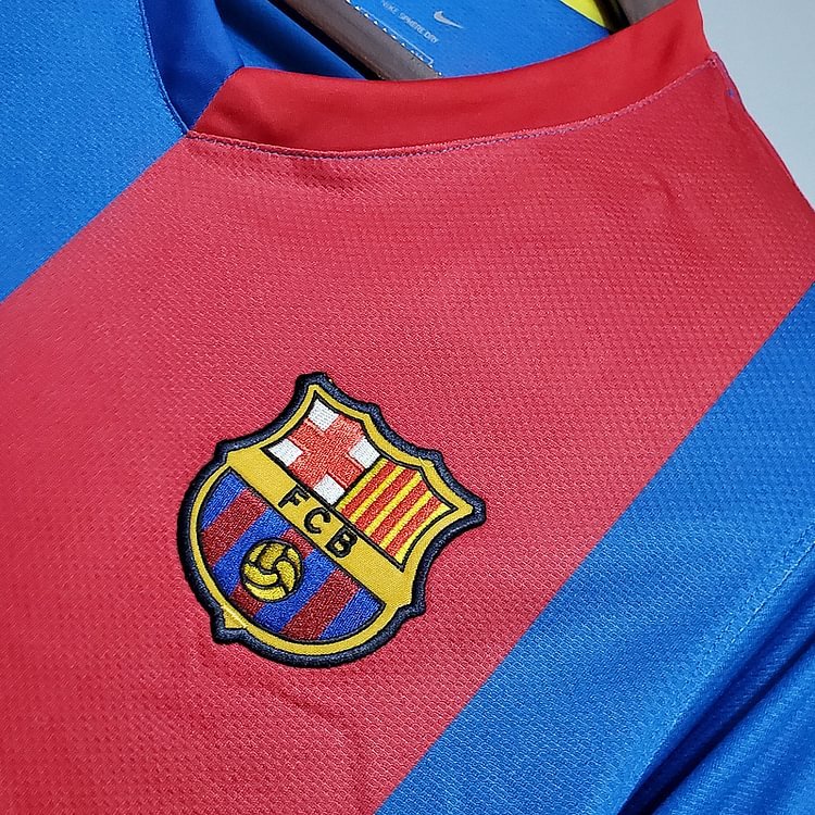 Retro FC Barcelona 2006-07 Long sleeve home XAVI MESSI RONALDINHO DECO ETO'O Football jersey retro