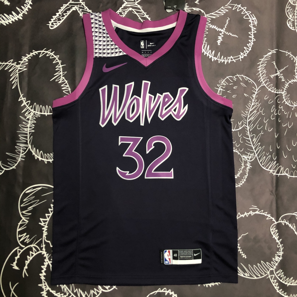 Minnesota Timberwolves Black Purple 32 Towns