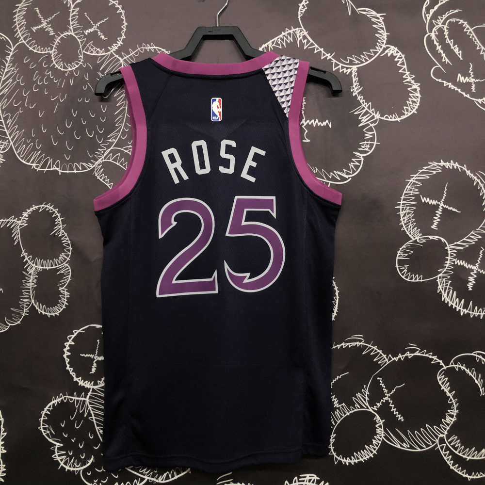 Minnesota Timberwolves Black Purple 25 Rose