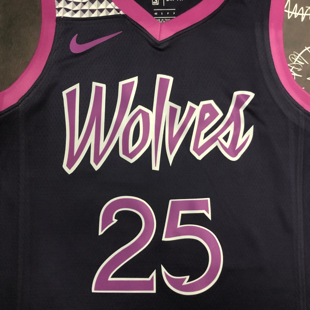 Minnesota Timberwolves Black Purple 25 Rose