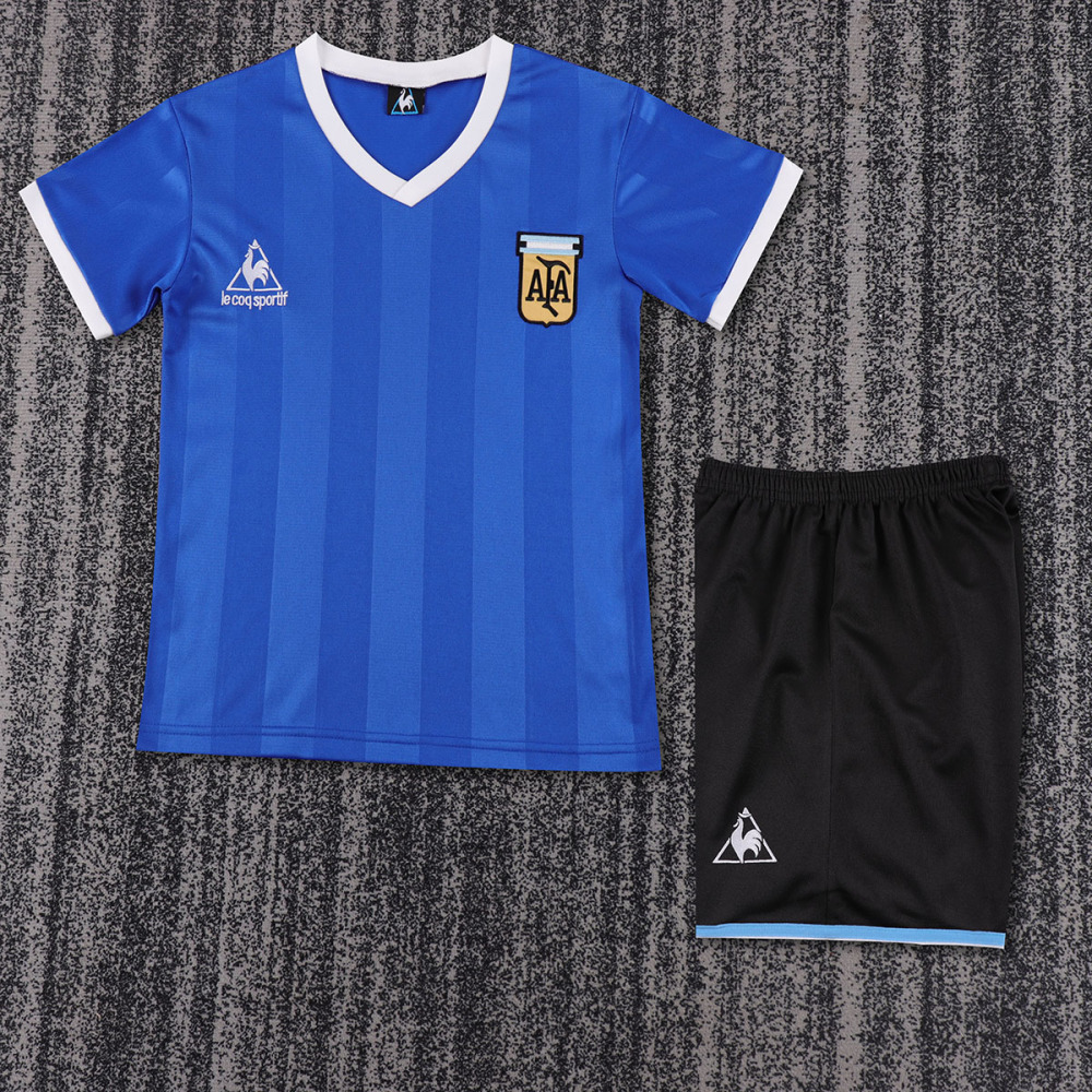 1986 Argentina Away kids Retro Football Jersey