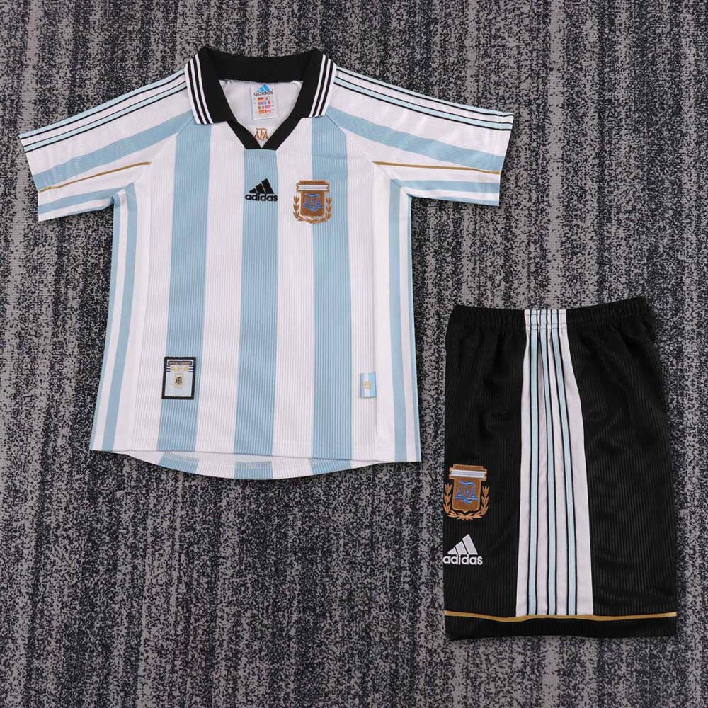 1998 Argentina Home kids Retro Football Jersey