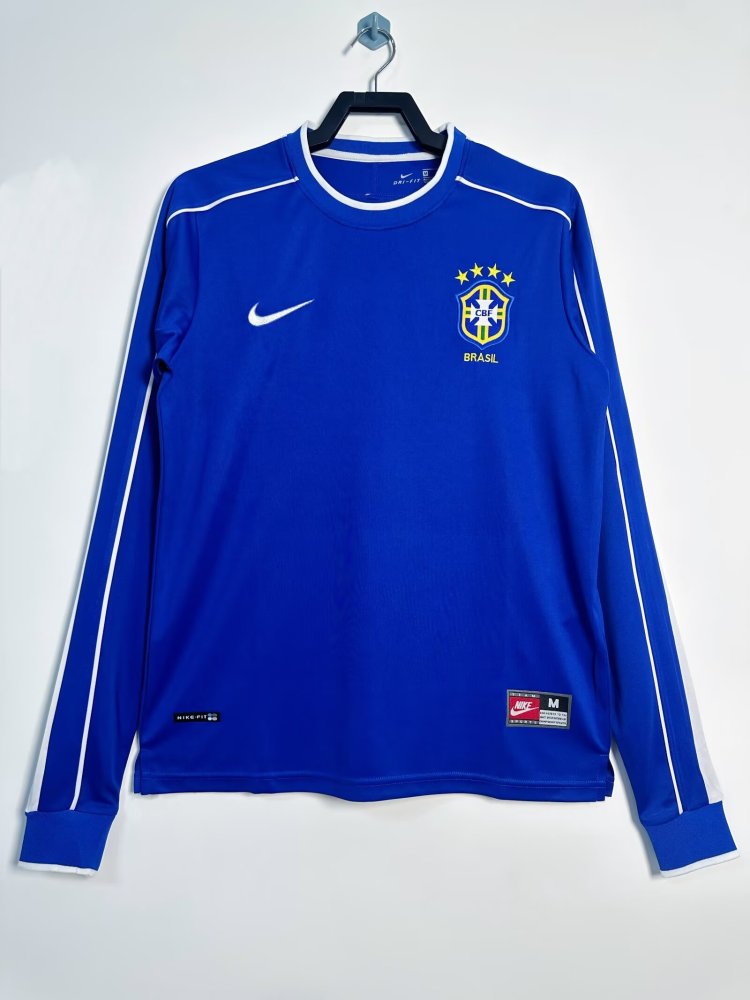Fan Edition Retro 1998 Brazil Away Long sleeve Retro Football jersey RONALDO R.CARLOS ROMARIO RIVALDO