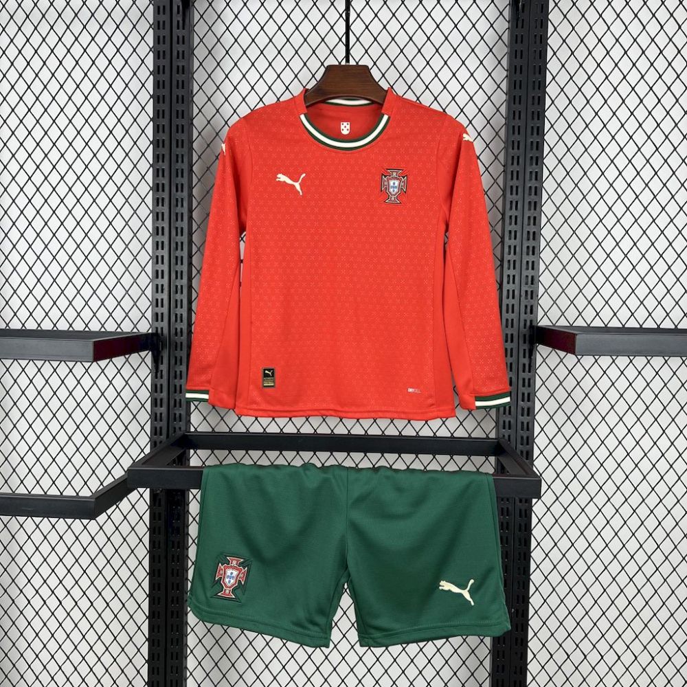 2025-26 Portugal Home Long sleeve Kids Football jersey