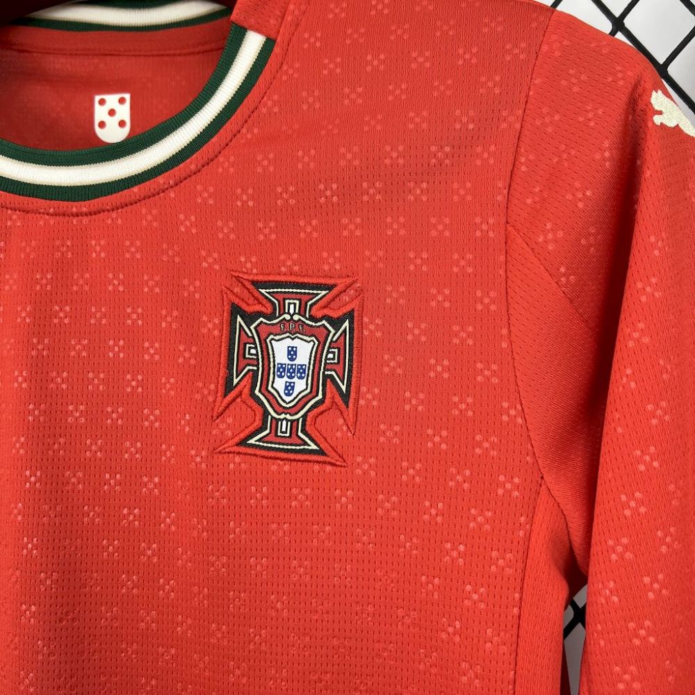 2025-26 Portugal Home Long sleeve Kids Football jersey