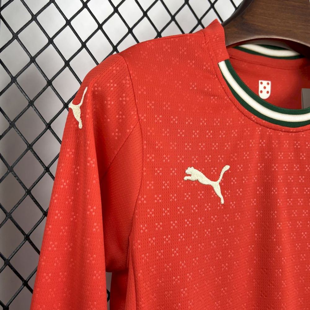 2025-26 Portugal Home Long sleeve Kids Football jersey