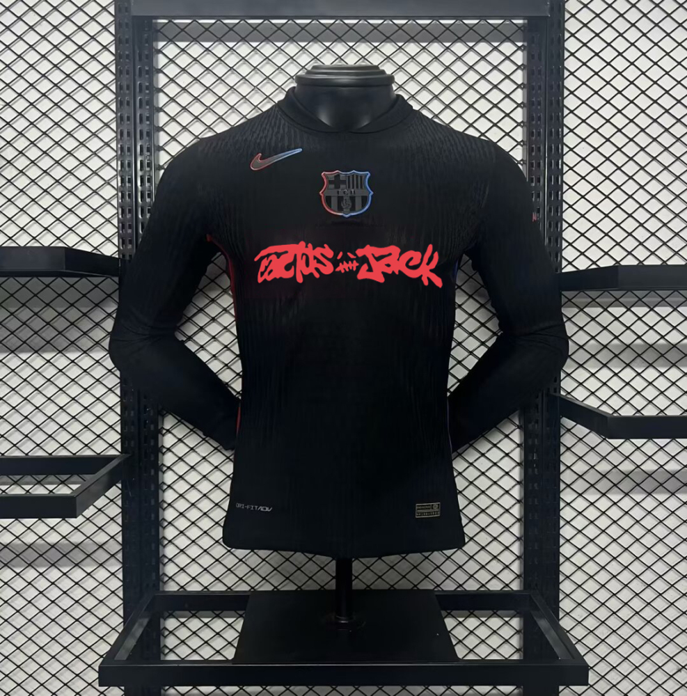 Player 2024-25 Barcelona long sleeve Travis Scott to feature on the Clásico jersey in conjunction with Spotify Football jersey