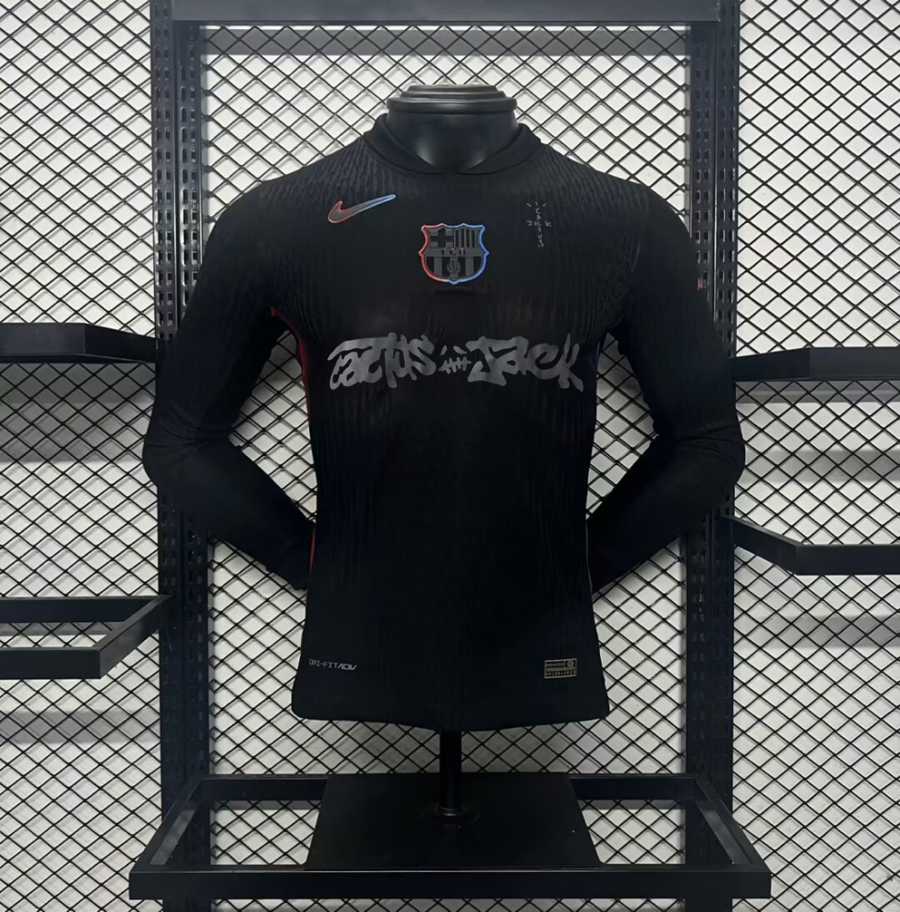 Player 2024-25 Barcelona long sleeve Travis Scott to feature on the Clásico jersey in conjunction with Spotify Football jersey