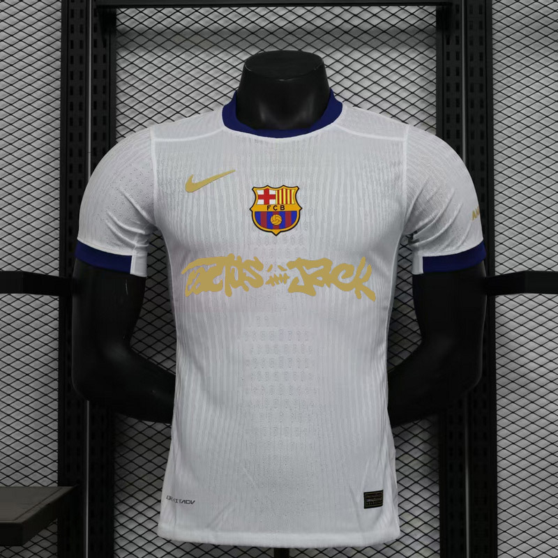 Player 2024-25 Barcelona white Travis Scott to feature on the Clásico jersey in conjunction with Spotify Football jersey