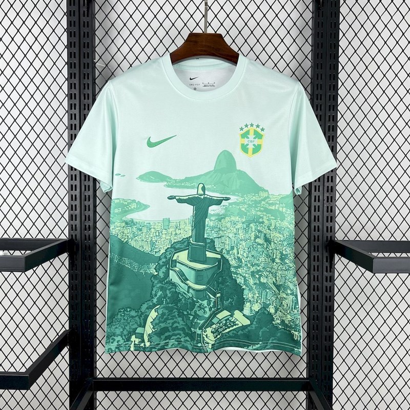 2025-26 Brazilian season green and white Football jersey