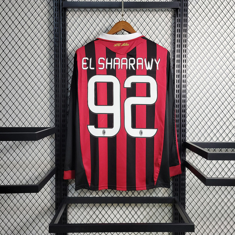 Retro Long Sleeve 2009-10 AC Milan Home ZAMBROTTA KAKA MALDINI RONALDINHO BECKHAM ELSHAARAWY PIRLO Football jersey retro