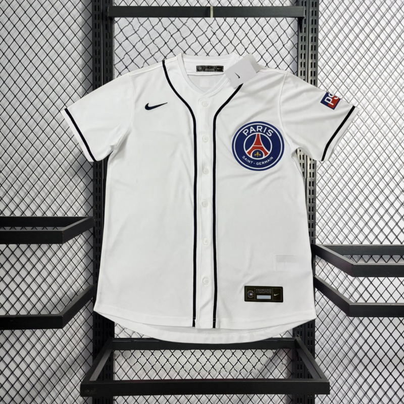 2025-26 PSG Baseball uniform white Football jersey