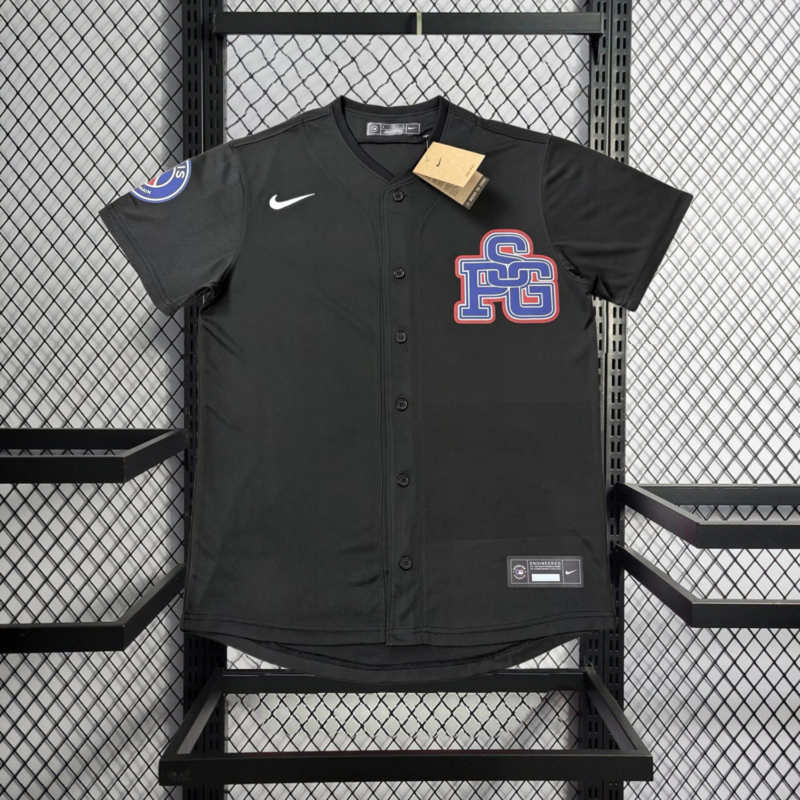 2025-26 PSG Baseball uniform black Football jersey