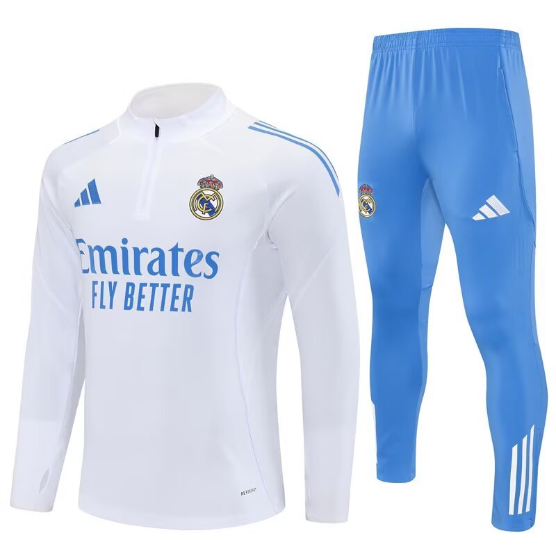 2025-26 Real Madrid White Long Sleeve Training Uniform