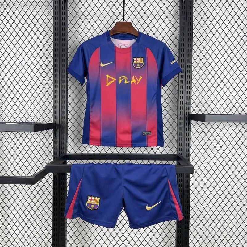 2025-26 Barcelona Home PLAY Kids Football jersey