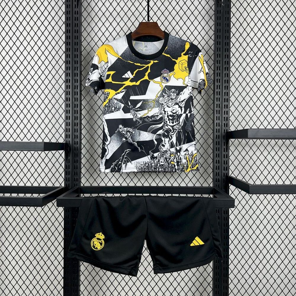 2025-26 Real Madrid Marvel collaboration edition Kids Football jersey