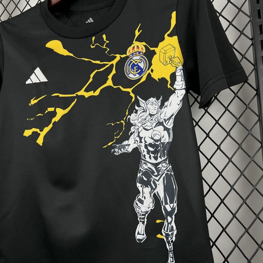2025-26 Real Madrid Marvel collaboration edition Kids Football jersey