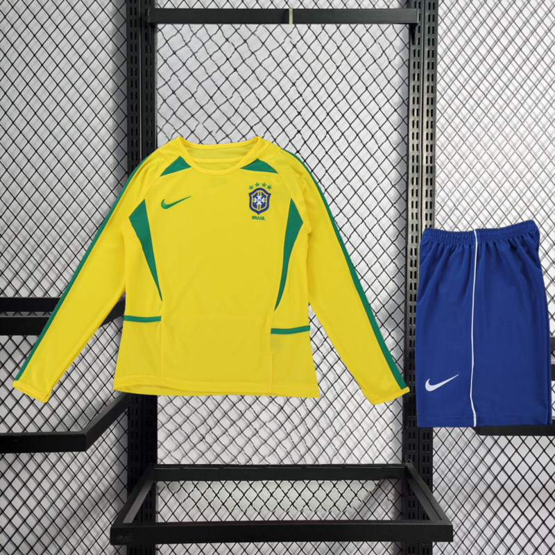 retro kids 2002 kids Brazil home retro football jersey