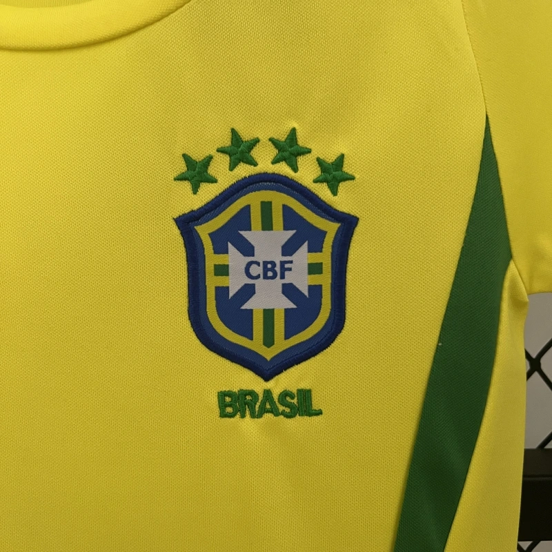 retro kids 2002 kids Brazil home retro football jersey