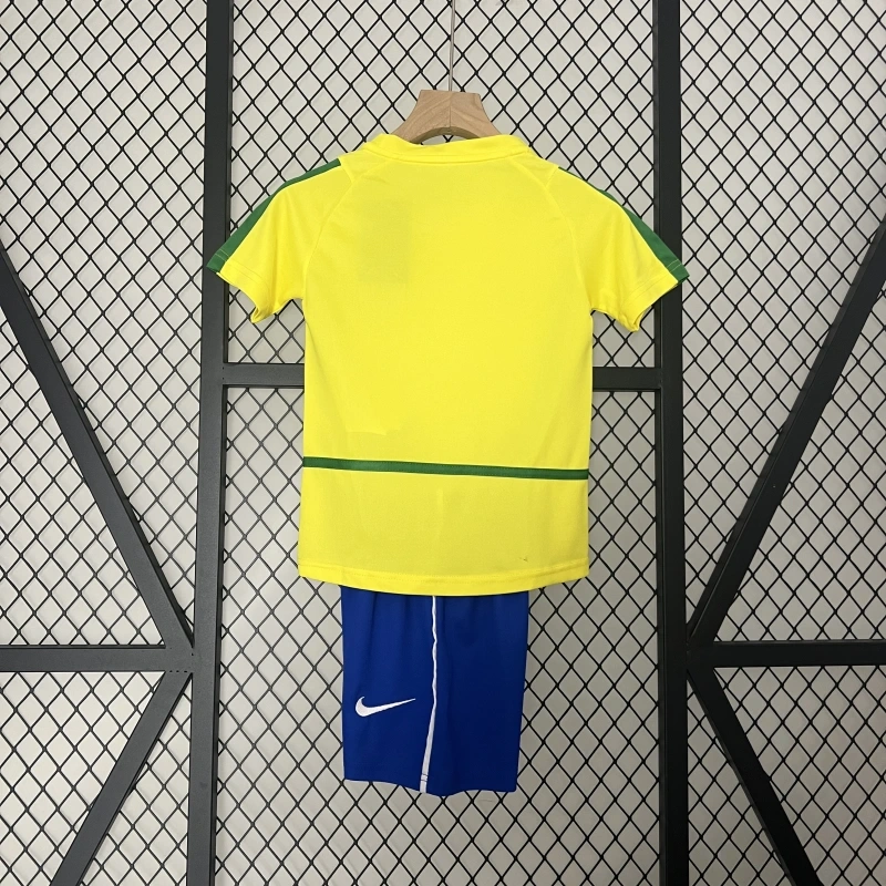retro kids 2002 kids Brazil home retro football jersey