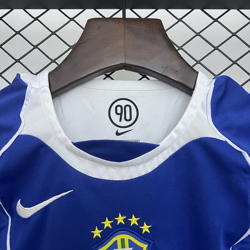 Retro Kids 2004-06 Kids Brazil Away retro RONALDINHO KAKA CAFU R.CARLOS RONALDO Football jersey