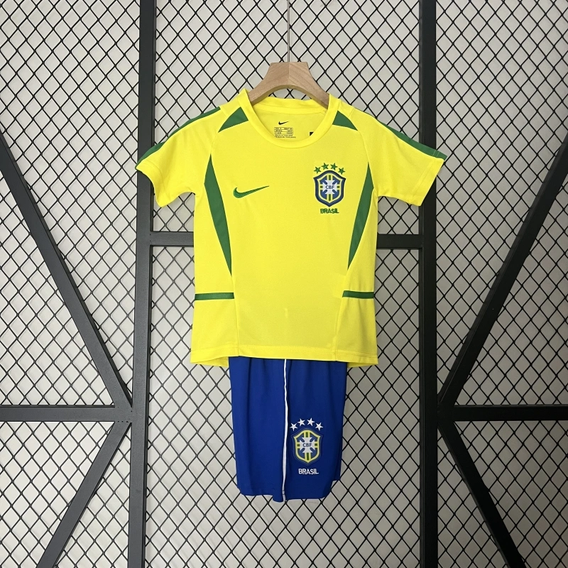 retro kids 2002 kids Brazil home retro football jersey