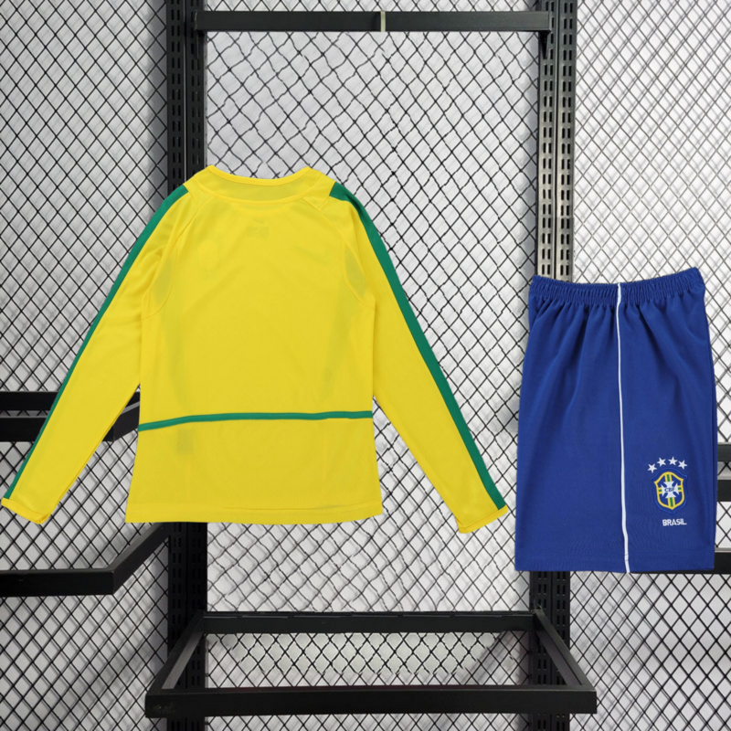 retro kids 2002 kids Brazil home retro football jersey