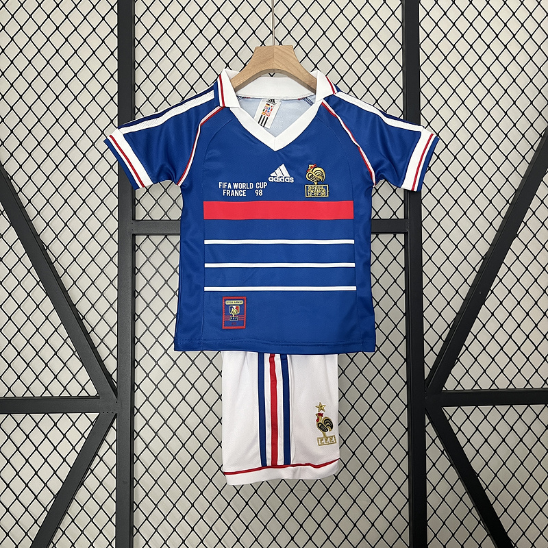 Retro Kids 1998 Kids France home Retro Zidane LIZARAZU Henry Football jersey