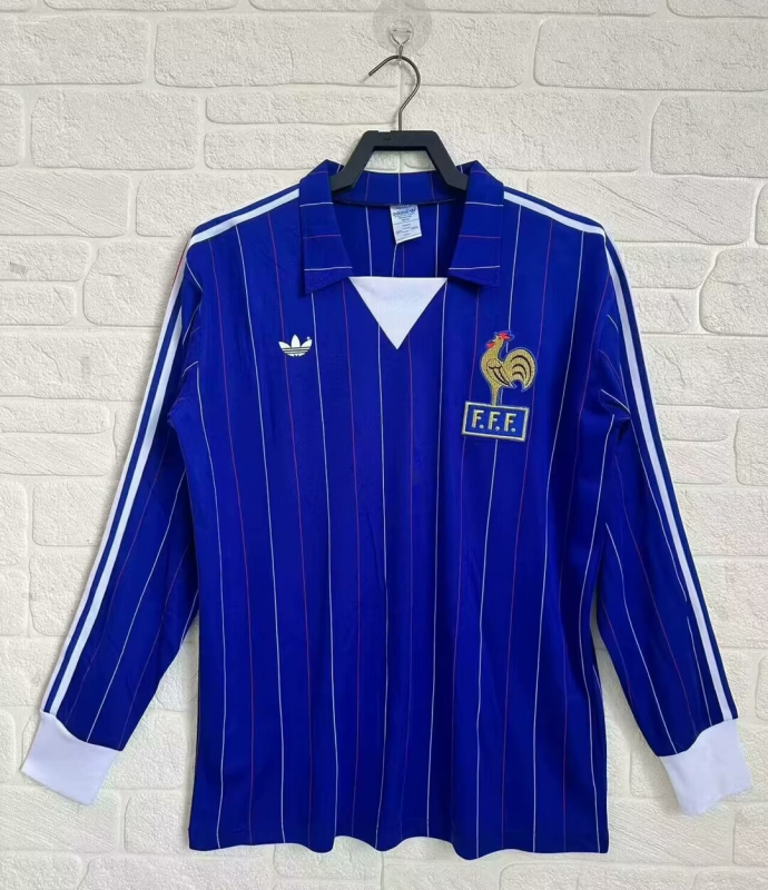 Retro 1980-82 France Home Retro Long Sleeve football jersey