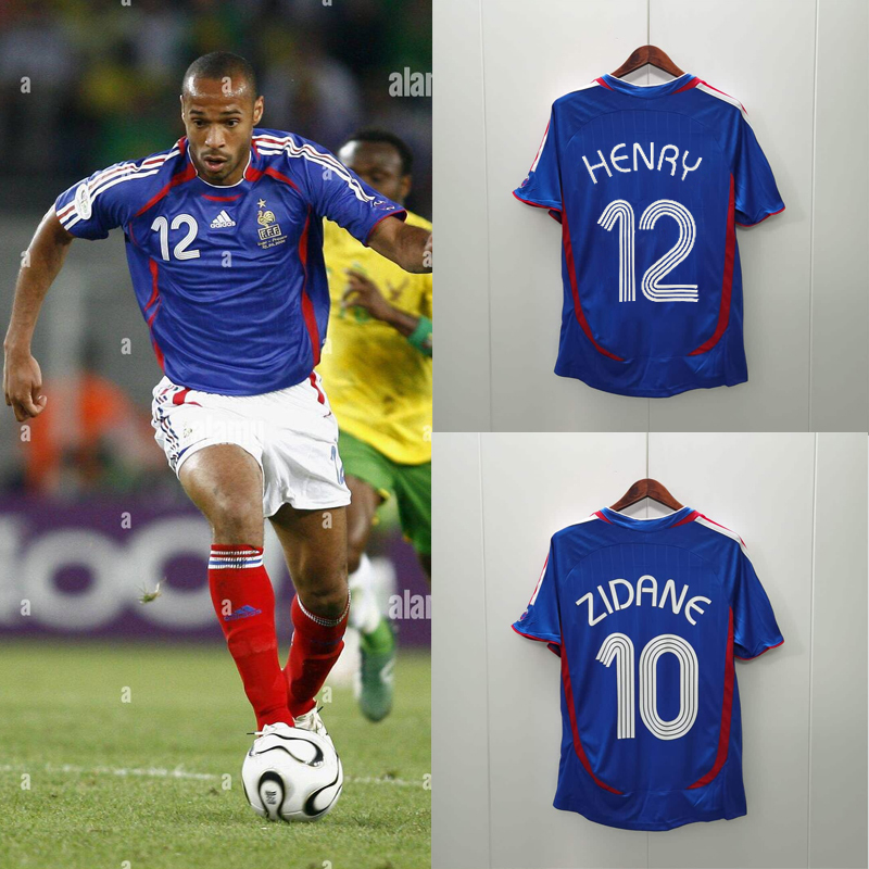 Retro 2006 France Home Retro 10#ZIDANE HENRY VIEIRA ZIDANE SOSANNAH Football jersey