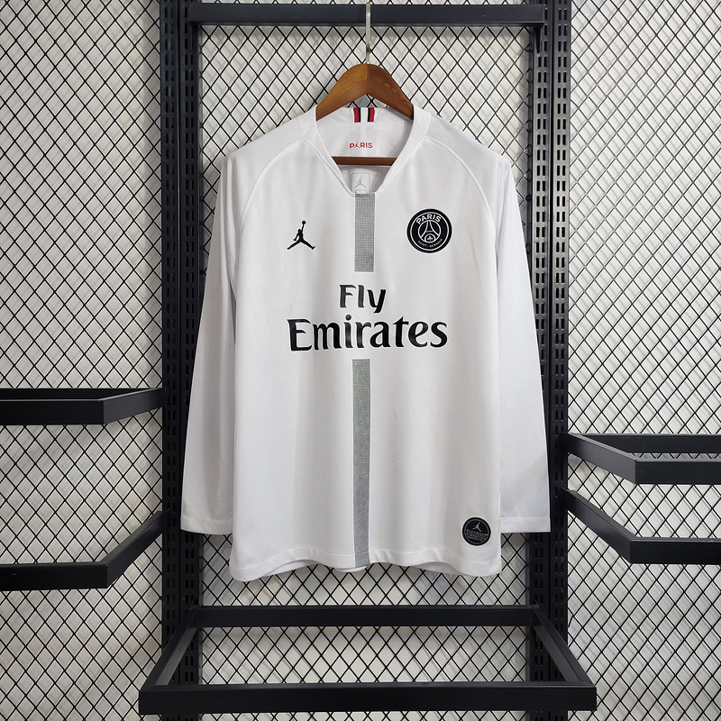 Retro 2018-19 PSG Away Retro White Champions League Long Sleeve Football jersey